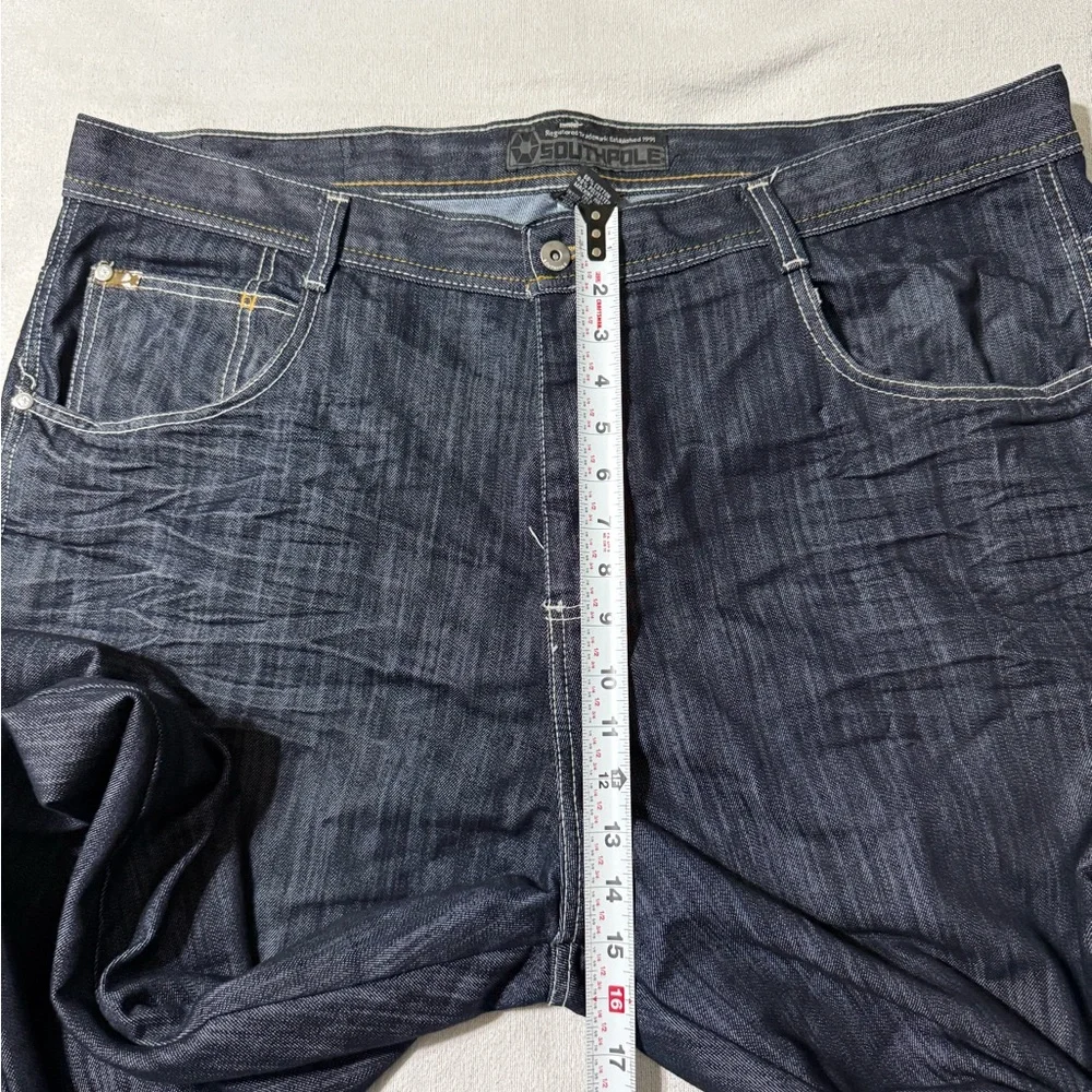 Y2K South Pole Jeans Mens 43x32 Blue‎ Dark Wash Denim Baggy Fit Gold Tab